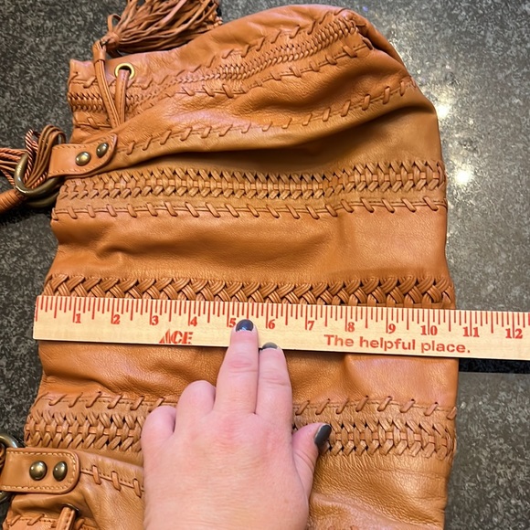 ISABELLA FIORE Brown Braided Soft Italian Leather Hobo Shoulder Bag - Picture 2 of 10